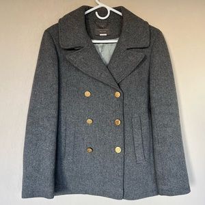 J. Crew Stadium Cloth by Nello Gori wool pea coat in heather gray, size 2